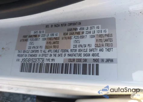 2016 Mazda Cx-5 Sport from USA, damaged, VIN JM3KE4BY6G0876738